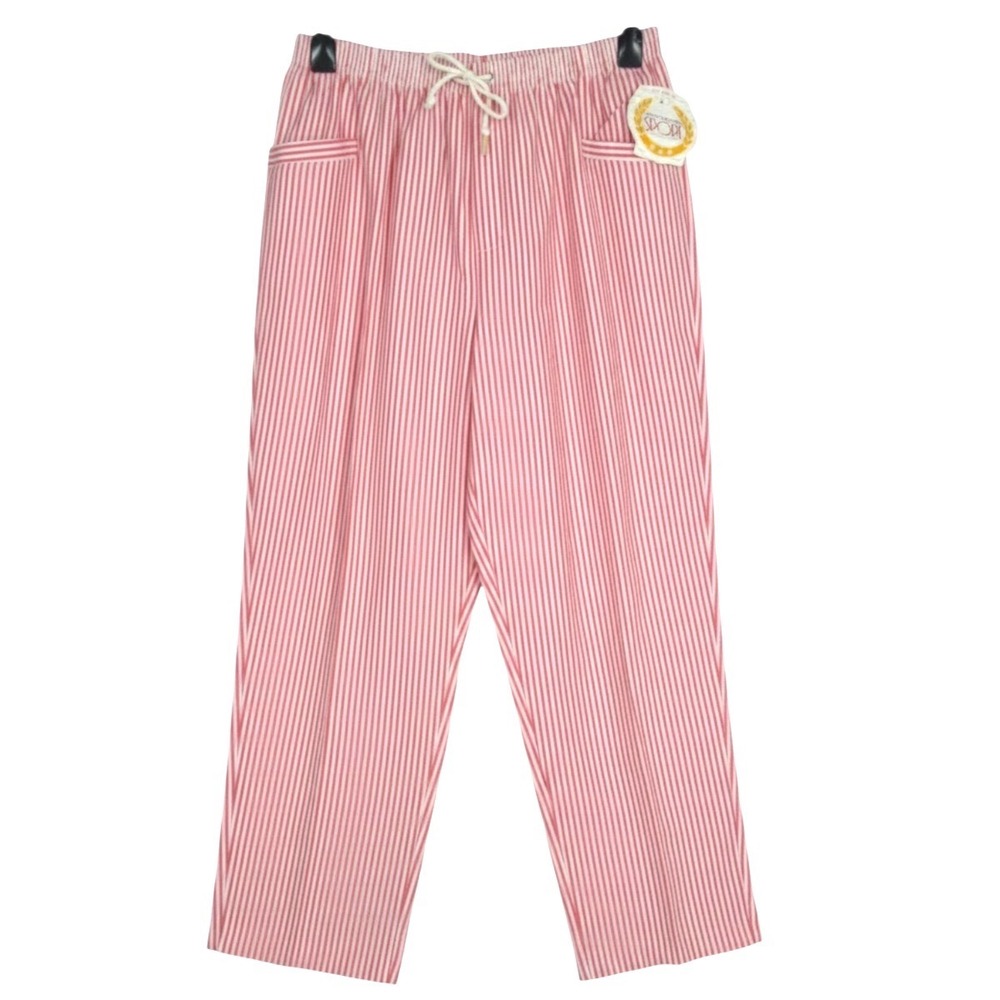 NWT JENNIFER MICHAELS SPORT Red Stripes SEERSUCKER Pleats TAPERED LEG Pants 20W